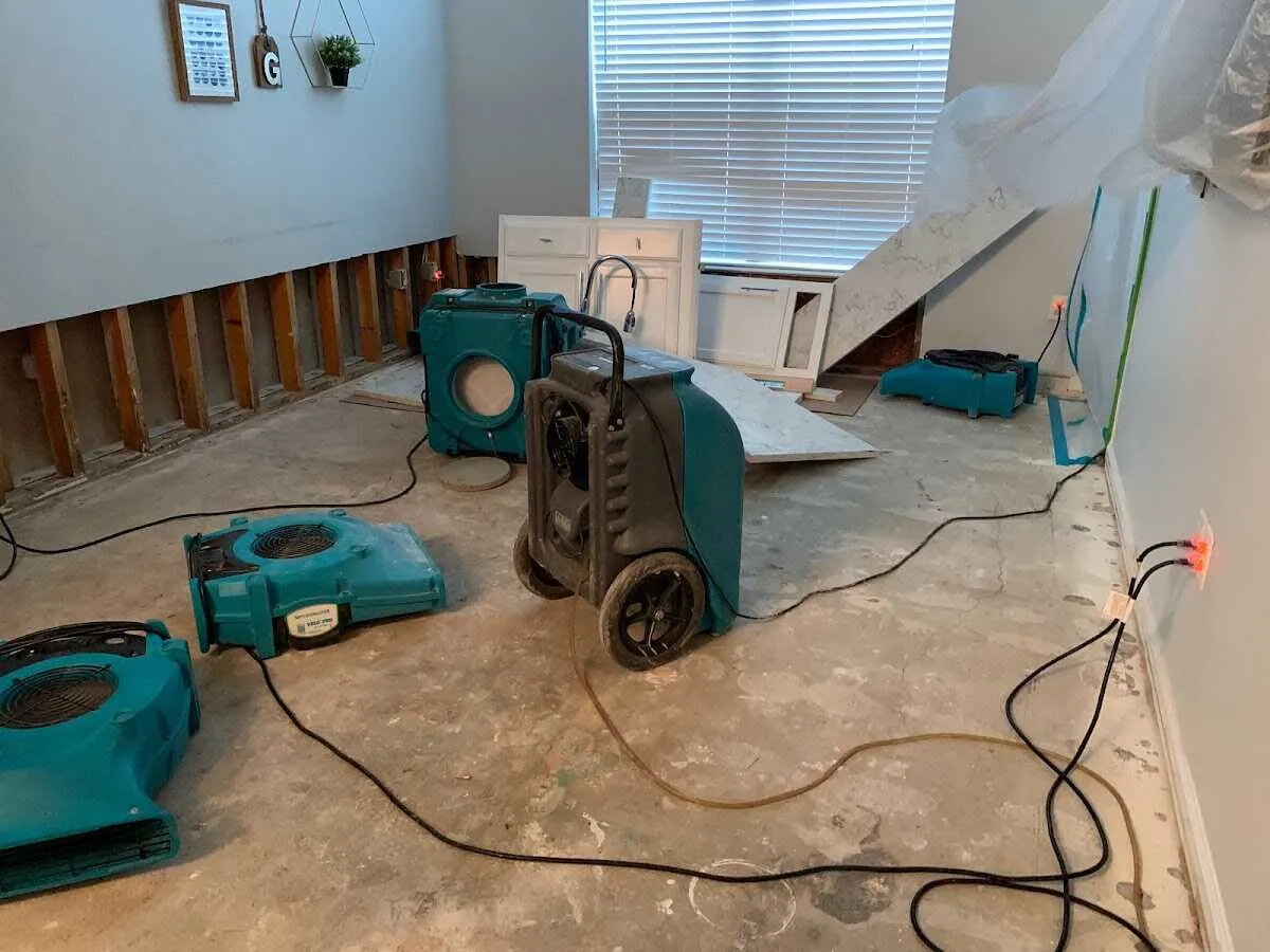Dehumidifier in flood-cut room for Water Damage Restoration in Fort Mitchell